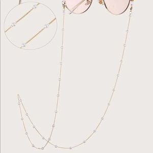 VB Face mask/ eyewear faux pearl gold chain